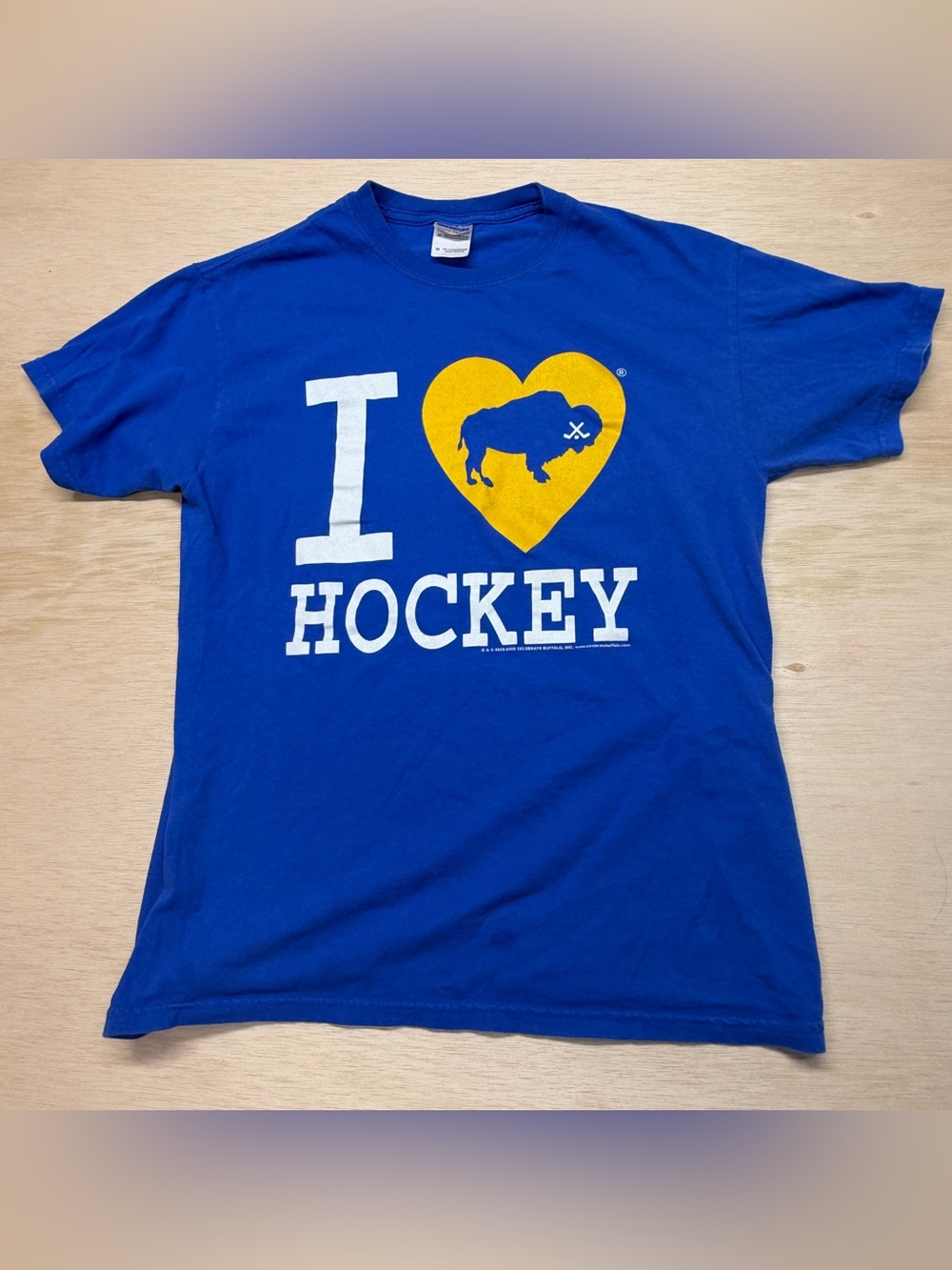 Vintage Celebrate Buffalo I Love Hockey T-Shirt Blue Men's Size M Cotton Sabres